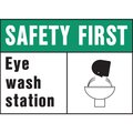 Hy-Ko Safety First Eye Wash Station Sign 10" x 14", 5PK A20383